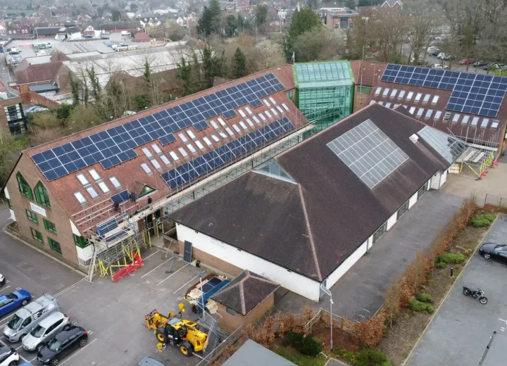 Commercial solar panel installation access on a Dorset roof