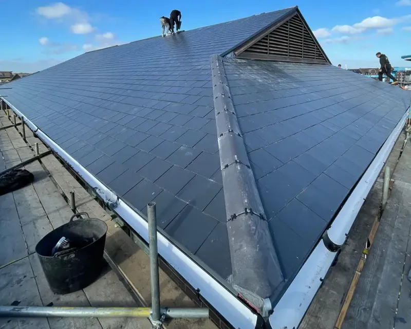 Full pitched re-roof project on a detached property in Poole by Up Top Roofing