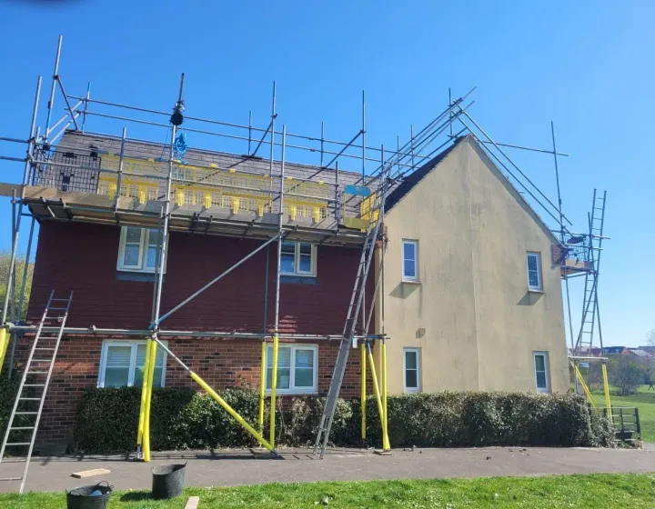 Scaffold access for residential solar panel installation in Dorset