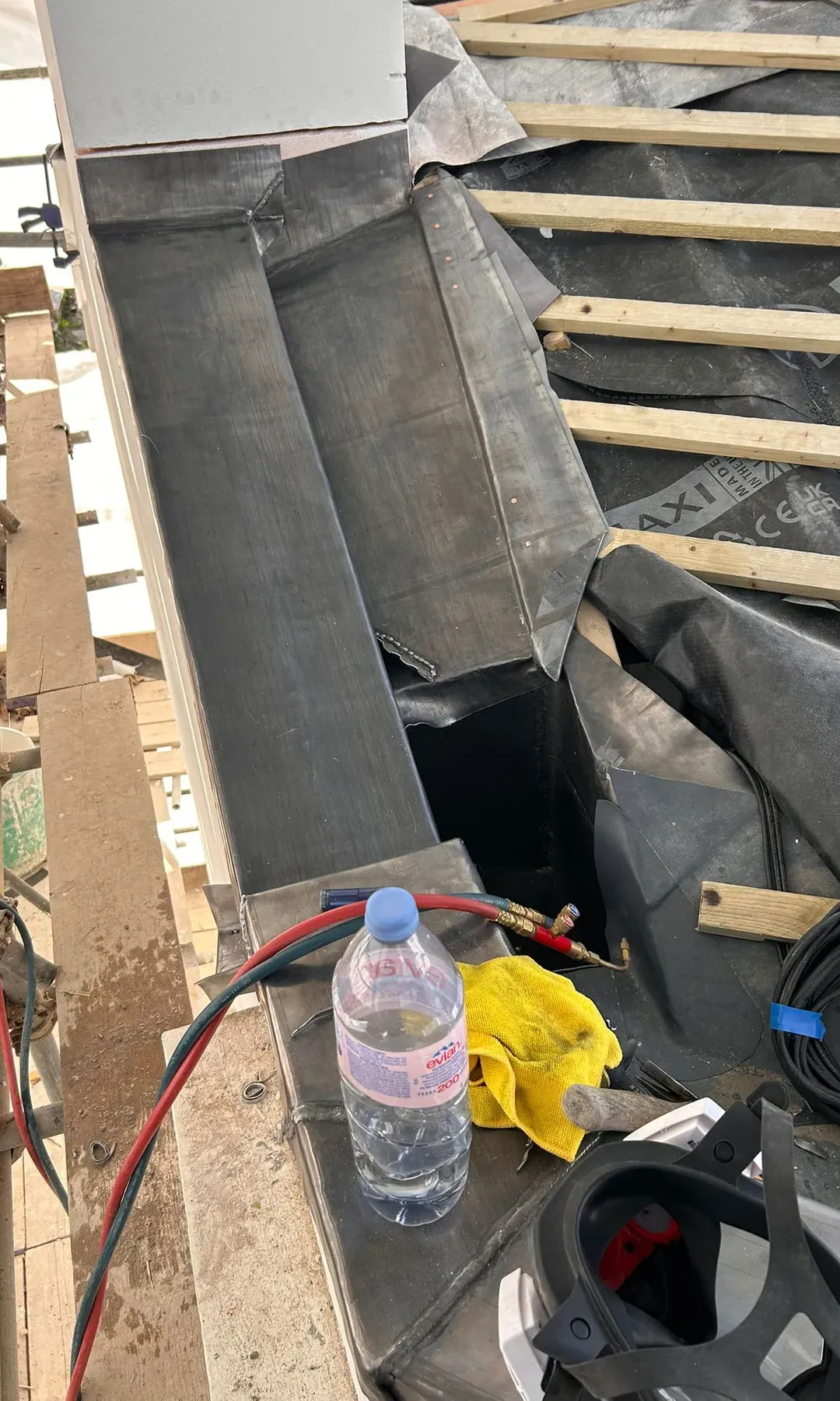 Alwitra VSK parapet gutter detail installed on a Swanage roofing project