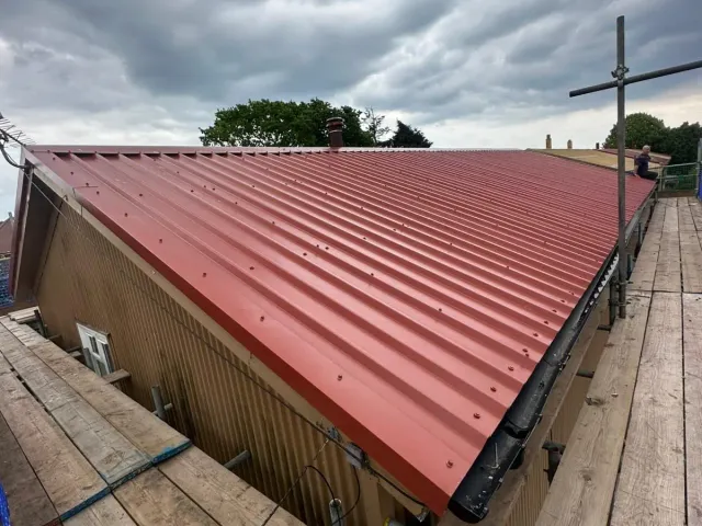 Commercial metal sheet roof replacement in Bournemouth by Up Top Roofing