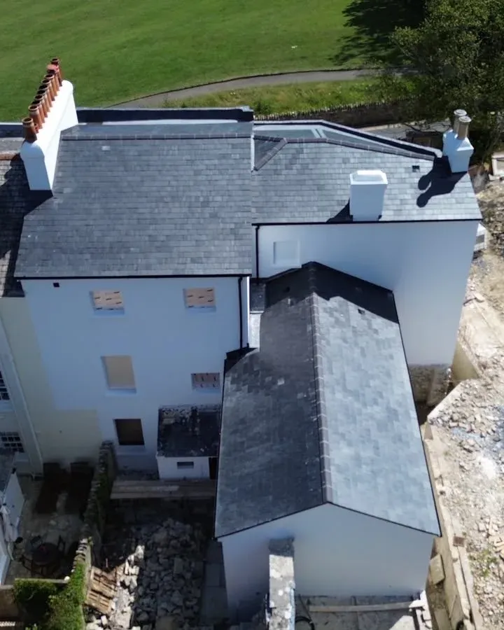 Completed Spanish ESCO 100 natural slate roof replacement in Swanage