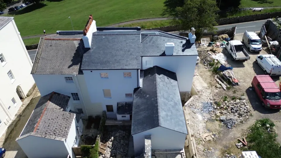 Completed Spanish ESCO 100 natural slate roof replacement in Swanage